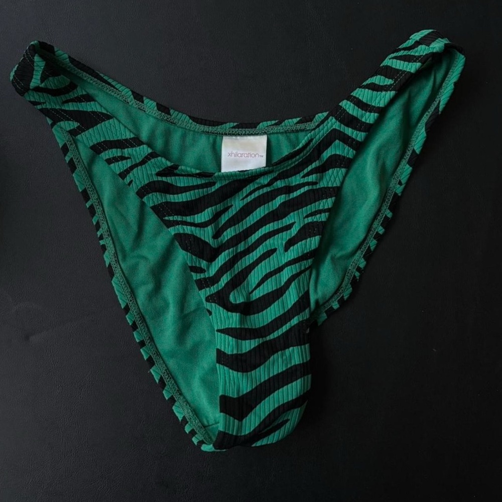 Green and Black Zebra Print Bikini Bottom